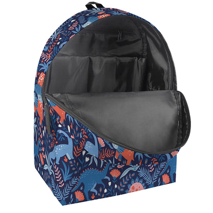 Cute Dino Leaves And Flowers Print Backpack
