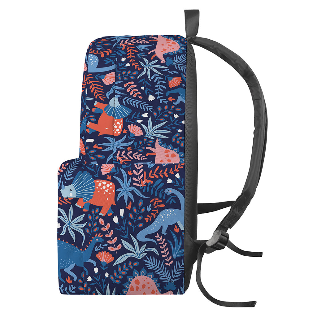 Cute Dino Leaves And Flowers Print Backpack