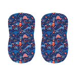 Cute Dino Leaves And Flowers Print Bar Stool Covers