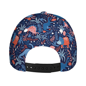 Cute Dino Leaves And Flowers Print Baseball Cap