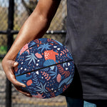 Cute Dino Leaves And Flowers Print Basketball