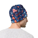 Cute Dino Leaves And Flowers Print Beanie
