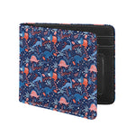 Cute Dino Leaves And Flowers Print Bifold Wallet