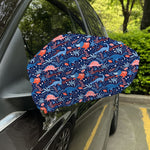 Cute Dino Leaves And Flowers Print Car Side Mirror Covers