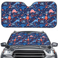 Cute Dino Leaves And Flowers Print Car Windshield Sun Shade