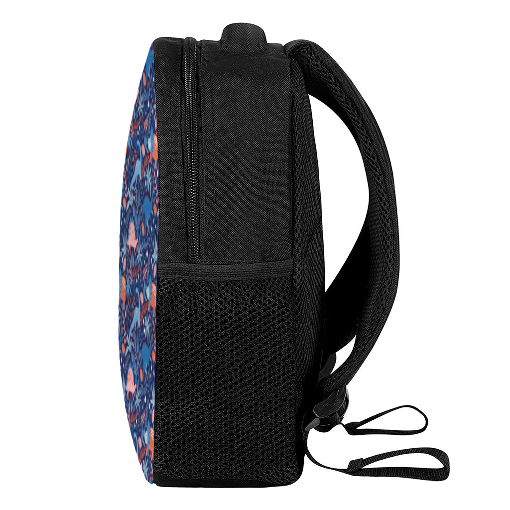 Cute Dino Leaves And Flowers Print Casual Backpack
