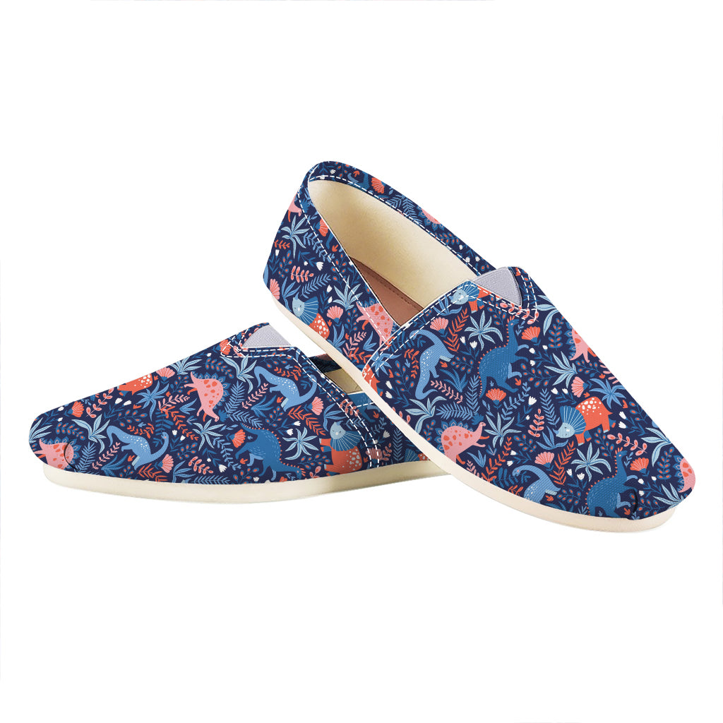 Cute Dino Leaves And Flowers Print Casual Shoes