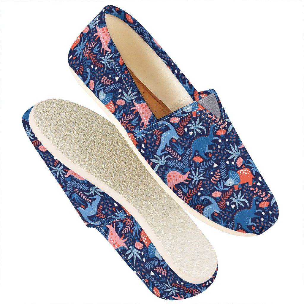 Cute Dino Leaves And Flowers Print Casual Shoes