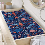 Cute Dino Leaves And Flowers Print Changing Pad Cover