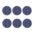 Cute Dino Leaves And Flowers Print Coaster Set