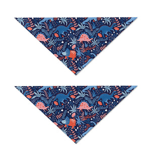 Cute Dino Leaves And Flowers Print Dog Bandana