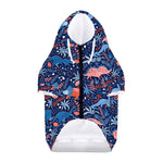 Cute Dino Leaves And Flowers Print Dog Zip Up Hoodie