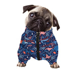 Cute Dino Leaves And Flowers Print Dog Zip Up Jacket