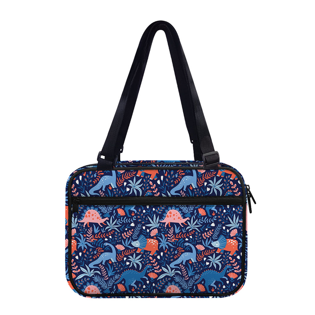Cute Dino Leaves And Flowers Print Double Strap Bible Bag