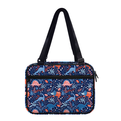 Cute Dino Leaves And Flowers Print Double Strap Bible Bag