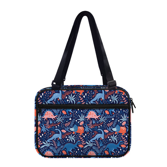 Cute Dino Leaves And Flowers Print Double Strap Bible Bag
