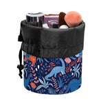 Cute Dino Leaves And Flowers Print Drawstring Makeup Bag