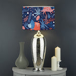 Cute Dino Leaves And Flowers Print Drum Lamp Shade