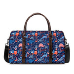 Cute Dino Leaves And Flowers Print Duffle Bag