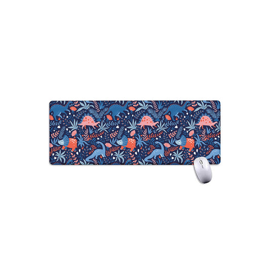 Cute Dino Leaves And Flowers Print Extended Mouse Pad