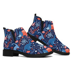 Cute Dino Leaves And Flowers Print Flat Ankle Boots