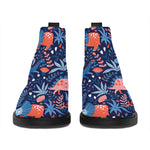 Cute Dino Leaves And Flowers Print Flat Ankle Boots