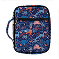 Cute Dino Leaves And Flowers Print Front Pocket Bible Bag