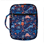 Cute Dino Leaves And Flowers Print Front Pocket Bible Bag