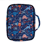Cute Dino Leaves And Flowers Print Front Pocket Bible Bag