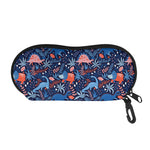 Cute Dino Leaves And Flowers Print Glasses Case