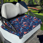 Cute Dino Leaves And Flowers Print Golf Cart Seat Cover
