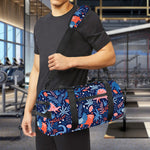 Cute Dino Leaves And Flowers Print Gym Bag