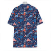 Cute Dino Leaves And Flowers Print Hawaiian Shirt