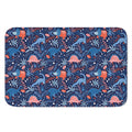 Cute Dino Leaves And Flowers Print Indoor Door Mat
