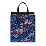 Cute Dino Leaves And Flowers Print Insulated Lunch Tote