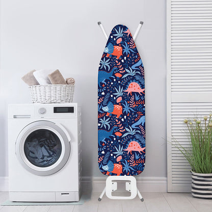 Cute Dino Leaves And Flowers Print Ironing Board Cover