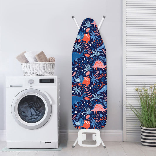 Cute Dino Leaves And Flowers Print Ironing Board Cover