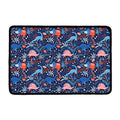 Cute Dino Leaves And Flowers Print Kitchen Mat