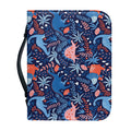 Cute Dino Leaves And Flowers Print Leather Bible Cover