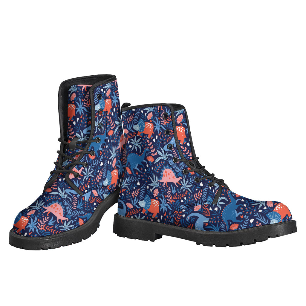 Cute Dino Leaves And Flowers Print Backpack