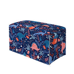 Cute Dino Leaves And Flowers Print Leather Tissue Box Cover