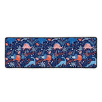 Cute Dino Leaves And Flowers Print Long Kitchen Mat