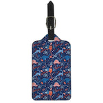 Cute Dino Leaves And Flowers Print Luggage Tag
