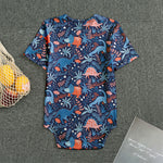 Cute Dino Leaves And Flowers Print Men's Bodysuit