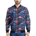 Cute Dino Leaves And Flowers Print Men's Bomber Jacket