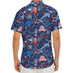 Cute Dino Leaves And Flowers Print Men's Deep V-Neck Shirt