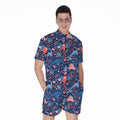 Cute Dino Leaves And Flowers Print Men's Romper