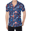 Cute Dino Leaves And Flowers Print Men's Shirt