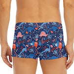 Cute Dino Leaves And Flowers Print Men's Short Boxer Briefs