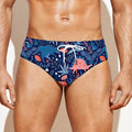 Cute Dino Leaves And Flowers Print Men's Swim Briefs